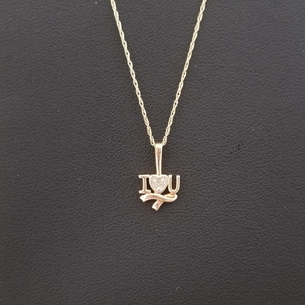 10K Gold I Heart You Pendant Necklace
